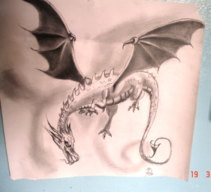 fantasy pencil dragon gothic art